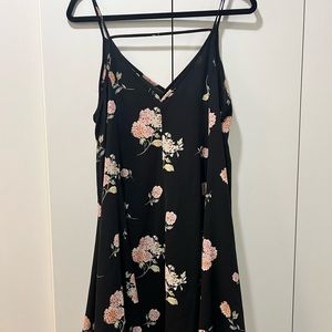Lush Black Dress with Pink Roses